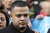 Kilmar Abrego Garcia attends a protest rally at the Immigration and Customs Enforcement field office in Baltimore, Monday, Aug. 25, to support Abrego Garcia. [AP]
