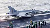 A U.S. F/A-18 Super Hornet attack fighter jet takes off from the U.S. Navy's Nimitz-class USS Harry S. Truman aircraft carrier at sea on March 16. Strikes hit Yemen's rebel-held capital of Sanaa on March 15, the rebels' Al-Masirah TV said after U.S. President Donald Trump announced military action. [AFP/YONHAP]