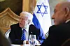 Republican presidential candidate President Donald Trump meets with Israeli Prime Minister Benjamin Netanyahu at his Mar-a-Lago estate in Palm Beach, Florida, on July 26, 2024. [AP/YONHAP]