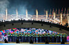 Olympic volunteers perform at the closing ceremony of the 2026 Winter Olympics in Verona, Italy, on Feb. 22. [AP/YONHAP]