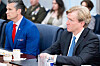 Elbridge Colby, right, U.S. under secretary of defense for policy, and U.S. Secretary of Defense Pete Hegseth, left, attend a meeting with President of the Philippines Ferdinand ″Bongbong″ Marcos at the Pentagon in Washington on July 21. [AFP/YONHAP]