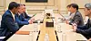 Kai Beckmann, second from left, CEO of the Electronics Business of Merck, holds a meeting with SK hynix executives for further cooperation in chips at CES 2026 in Las Vegas. [SK HYNIX]