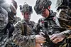 Soldiers of the Marine Corps check their equipment before a repel exercise in Gimpo, Gyeonggi, during joint drills with U.S. troops on March 12. [REPUBLIC OF KOREA MARINE CORPS]