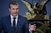 U.S. Secretary of Defense Pete Hegseth speaks during a reenlistment ceremony for Congressional Medal of Honor recipient Sgt. Dakota Meyer at the Pentagon on April 17. [AFP/YONHAP]