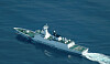 An aerial view of a China Coast Guard ship navigating near the disputed Scarborough Shoal, in the South China Sea on Aug. 13. [REUTERS/YONHAP]