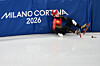 Lin Xiaojun of China crashes in the quarterfinals during the men's 1,500-meter short track speed skating at the 2026 Winter Olympics, in Milan on Feb. 14. [AP/YONHAP]