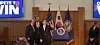 LS Cable & System CEO Koo Bon-kyu, third from left, and Virginia Gov. Glenn Youngkin, second from left, are seen during an investment announcement ceremony held in Chesapeake, Virginia, on Dec. 12. [SCREEN CAPTURE]