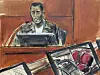 Music artist Kid Cudi testifies on the witness stand during Sean ″Diddy″ Combs' sex trafficking and racketeering trial in Manhattan federal court on May 22 in New York. [AP/YONHAP]