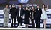 From left, dancer Ryu Hoi-woong, singer Kang Daniel, chief producer Kwon Young-chan, producer Choi Jeong-nam, dancer Jung Bo-kyung, ballerina Kim Joo-won, dancer Choi Soo-jin pose for a photo during a press conference for Mnet's new dance competition show ″Stage Fighter″ held in Gangnam District, southern Seoul, on Tuesday. [NEWS1]