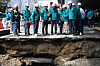 Busan officials including Busan Mayor Park Heong-joon visit the sinkhole site in Sasang District, Busan on April 13 to receive a briefing on the incident and direct response measures. [BUSAN]