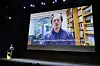 Director Park Chan-wook speaks in a prerecorded message as ″No Other Choice″ wins the 2025 TIFF International People's Choice Award during the Toronto International Film Festival's awards ceremony in Toronto on Sept. 14. [AP/YONHAP]