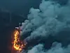 A wildfire in Uiseong County in North Gyeongsang spread across mountain ridges on March 23, the second day since the blaze began. [YONHAP]