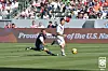 Korea's Lee Keun-ho, right, dribbles the ball during the friendly against the United States in Los Angeles on Feb. 1, 2014. [KFA]