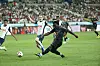 Bayern Munich's Nestory Irankunda shoots during a Coupang Play Series match against Tottenham Hotspur at Seoul World Cup Stadium in western Seoul on Saturday. [YONHAP]