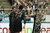 Bayern Munich's Leon Goretzka, left, celebrates scoring a goal during a Coupang Play Series match against Tottenham Hotspur at Seoul World Cup Stadium in western Seoul on Saturday. [NEWS1]