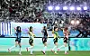 K-pop girl group NewJeans perform during the halftime show of the Coupang Play Series match between Bayern Munich and Tottenham Hotspur at Seoul World Cup Stadium in western Seoul on Saturday. [NEWS1]