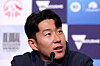 Tottenham Hotspur's Son Heung-min attends a press conference at AAMI Park in Melbourne on Tuesday ahead of a friendly match against Newcastle United. [AFP/YONHAP]