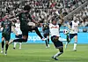 Bayern Munich's Serge Gnabry, left, shoots during a Coupang Play Series match against Spurs at Seoul World Cup Stadium in western Seoul on Saturday. [NEWS1]