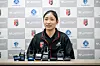 Mongolian volleyball player Inkushi, whose given name is Jamiyanpurev Enkhsoyol, speaks during a press conference at a venue in Daejeon on Dec. 19. [YONHAP]
