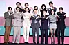 The cast and director of the second season of ″Squid Game″ (2021-) pose for photos during a press conference for the upcoming season held at the Dongdaemun Design Plaza in Jung District, central Seoul, on Dec. 9. From the front row, left, are actors Lee Jin-uk, Park Sung-hoon, Lee Jung-jae, director Hwang Dong-hyuk, actors Lee Byung-hun, Yim Si-wan, Park Gyu-young and Kang Ha-neul. From the back row, left, are actors Yang Dong-geun, Lee Seo-hwan, Kang Ae-sim, Jo Yu-ri and Wi Ha-jun.[NEWS1]