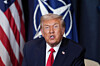 President Donald Trump speaks during a meeting with NATO Secretary General Mark Rutte on the sidelines of the Annual Meeting of the World Economic Forum in Davos, Switzerland, Jan. 21, 2026. [AP/YONHAP]