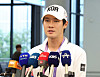 Tennis player Kwon Soon-woo speaks to reporters following his arrival at Hangzhou Xiaoshan International Airport in Hangzhou, China on Wednesday last week. [NEWS1]