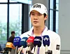 Tennis player Kwon Soon-woo speaks to reporters following his arrival at Hangzhou Xiaoshan International Airport in Hangzhou, China on Wednesday last week. [NEWS1]