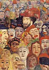 James Ensor painting 'Self-Portrait with Masks.'