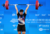 Korean weightlifter Jung A-ram competes in the women's 87-kilogram divison at the Hangzhou Asian Games held at Xiaoshan Sports Centre Gymnasium in Hangzhou, China on Friday. [XINHUA/YONHAP]