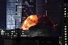 An explosion is seen during a missile attack in Tel Aviv, Israel, Friday, June 13. [AP/YONHAP]
