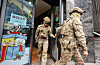 Military officials search Kakao office in Seongnam, Gyeonggi, on Dec. 15, 2025, after the company reported receiving a bomb threat. [YONHAP]