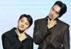 Actors Doh Kyung-soo, left, and Lee Kwang-soo from Disney+'s series ″The Manipulated″ pose for photos during the show's press conference held at the Conrad Seoul hotel in western Seoul on Nov. 3. [NEWS1]