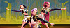 From left: characters Zoey, Rumi and Mira in a scene from ″KPop Demon Hunters″ in this image released by Netflix [AP/YONHAP]