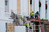 Construction of a new ballroom continues on the East Wing of the White House on Dec. 1 in Washington. [AP/YONHAP]
