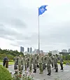South Korean Navy and the Commander U.S. Naval Forces Korea personnel pay tribute to fallen servicemen who died while defending South Korea during the 1950-53 Korean War at UN Memorial Cemetery in Korea in Busan on June 24. [REPUBLIC OF KOREA NAVY]