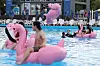 Visitors play in the water at the Yeouido pool in Yeondeungpo District, western Seoul, on July 24, 2024. [NEWS1]