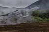 K-9 howitzers from the South Korean Army's 7th Artillery Brigade fire shells during a joint field training drill by South Korean and U.S. militaries in Pocheon, Gyeonggi, on Monday. [YONHAP]