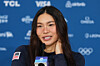 United States' Chloe Kim speaks during a news conference at the 2026 Winter Olympics, in Livigno, Italy, on Feb. 9.  [AP/YONHAP]