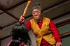 Bam-soon brandishes her back scratcher at her zombie granddaughter, Soo-ah, in this still from ″My Daughter is a Zombie,″ provided by NEW. [YONHAP]