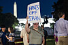 Protestor Emma Edwards stands outside the White House ahead of U.S. President Donald Trump's address to the nationon June 21. [EPA/YONHAP]