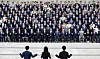 Members of the 22nd National Assembly pose for a group photograph in front of the legislature in Yeouido, western Seoul, after the official opening ceremony on Sep. 2, 2024. [JOINT PRESS CORPS]