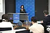 Defector Maeng Hyo-shim speaks about her experience living and escaping North Korea during a public hearing hosted by the United Nations Human Rights Office in Seoul on Wednesday. [PARK SANG-MOON]