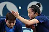 Korea's Shin Yu-bin, right, and Lim Jong-hoon train at the South Paris Arena in Paris on Sunday. [YONHAP]
