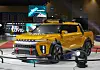 Concept vehicle of KG Mobility's Musso EV, its first electric pickup. The car, first unveiled at the Seoul Mobility Show 2023, is slated to debut in March. [NEWS1]