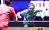 Jeon Ji-hee serves during the women's single round of 32 at the World Table Tennis Champions Incheon at Inspire Arena in Incheon on March 27. [NEWS1]