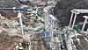 A bird-eye view photo showing collapsed bridge of a highway connecting Gyeonggi and Sejong on Feb. 25. [YONHAP]