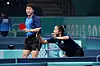Korea's Shin Yu-bin, right, and Lim Jong-hoon train at the South Paris Arena in Paris on Sunday. [YONHAP]
