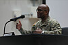 This Aug. 8 file photo provided by the U.S. Forces Korea (USFK) shows USFK Commander Gen. Xavier Brunson speaking to reporters during a press conference at Camp Humphreys in Pyeongtaek, Gyeonggi. [USFK]