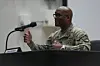 This Aug. 8 file photo provided by the U.S. Forces Korea (USFK) shows USFK Commander Gen. Xavier Brunson speaking to reporters during a press conference at Camp Humphreys in Pyeongtaek, Gyeonggi. [USFK]