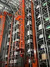 A 20-meter-tall storage unit can store up to 11,857 tons of cathodes and run automatically with robots at the plant in Gwangyang. [POSCO FUTURE M]